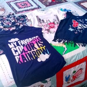 Bundle of 4, CUTE, Assorted Big Girl's, Tops, Size 10/12 LG.